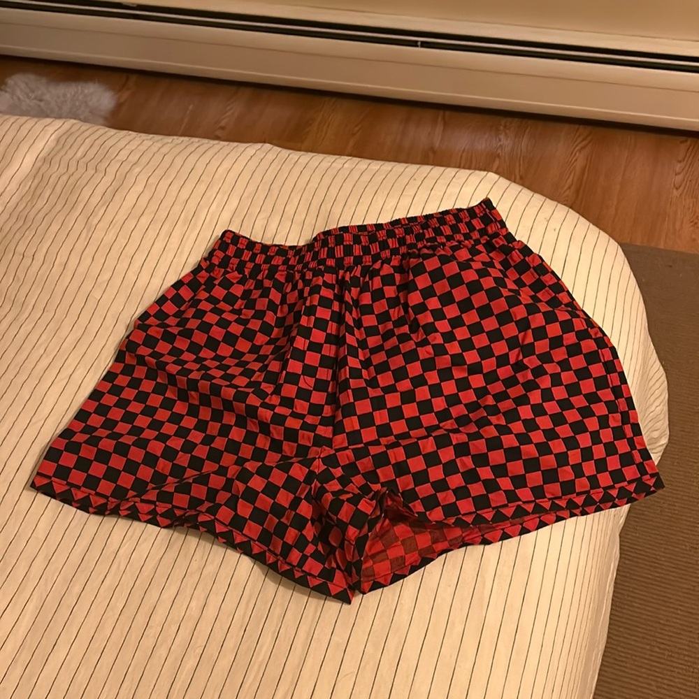 Clare V checkered Martin shorts